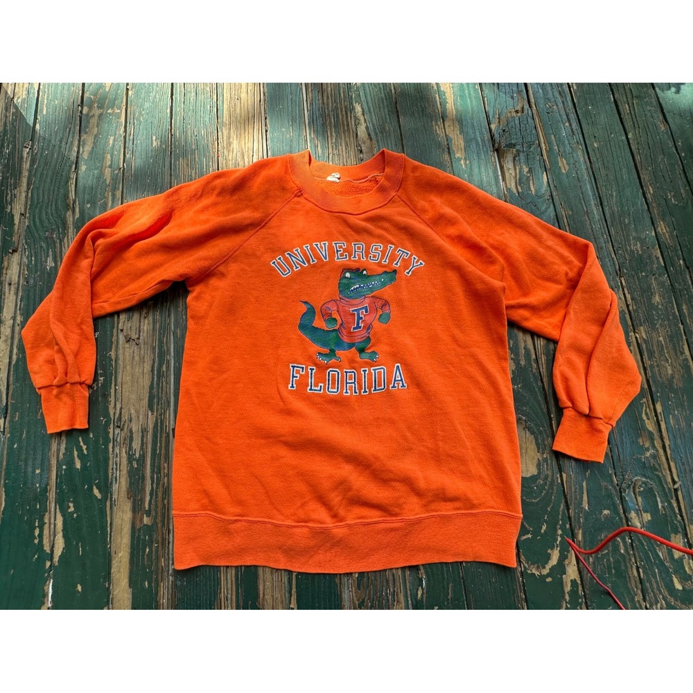 Vintage University of Florida Gators Sweatshirt Orange Albert Gator Raglan L